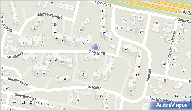 Sosnowiec, Grottgera Artura, 24, mapa Sosnowca