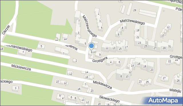 Sosnowiec, Grottgera Artura, 7, mapa Sosnowca