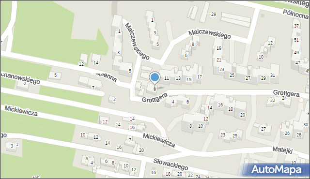 Sosnowiec, Grottgera Artura, 9, mapa Sosnowca