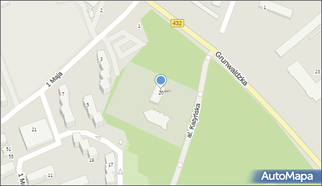 Śrem, Grunwaldzka, 20, mapa Śrem