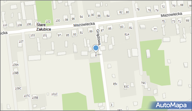 Stare Załubice, Grądowa, 4, mapa Stare Załubice