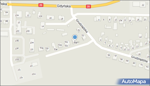 Stargard, Grudziądzka, 53a, mapa Stargard