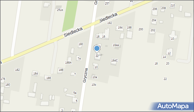 Stok Lacki, Gryczna, 12, mapa Stok Lacki