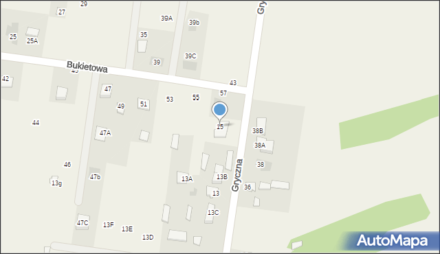 Stok Lacki, Gryczna, 15, mapa Stok Lacki