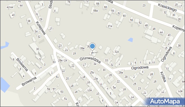 Stryków, Grunwaldzka, 37, mapa Stryków