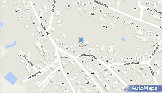 Stryków, Grunwaldzka, 39a, mapa Stryków