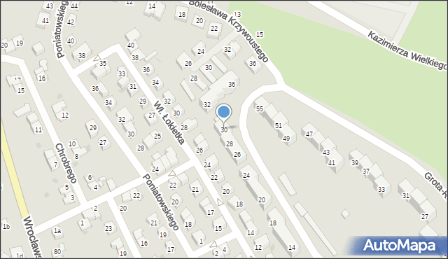 Strzelin, Grota-Roweckiego Stefana, gen., 30, mapa Strzelin