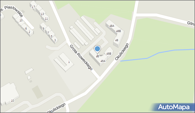 Strzelin, Grota-Roweckiego Stefana, gen., 46, mapa Strzelin