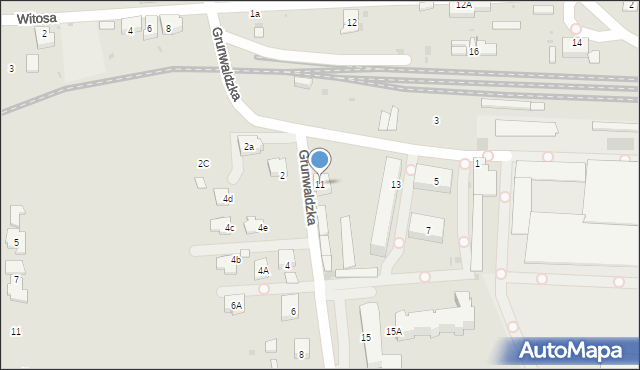 Strzyżów, Grunwaldzka, 11, mapa Strzyżów