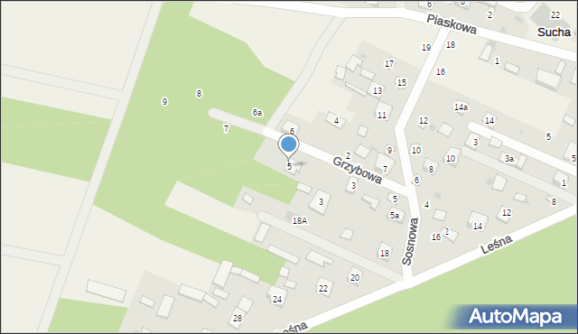 Sucha, Grzybowa, 5, mapa Sucha