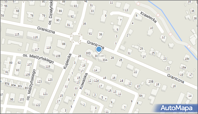 Swarzędz, Graniczna, 30B, mapa Swarzędz