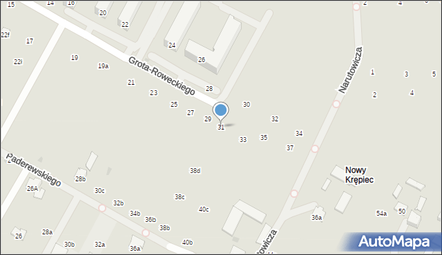 Świdnik, Grota-Roweckiego Stefana, gen., 31, mapa Świdnika