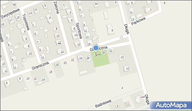 Świercze, Graniczna, 28, mapa Świercze