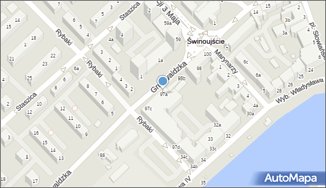 Świnoujście, Grunwaldzka, 97a, mapa Świnoujście