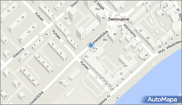 Świnoujście, Grunwaldzka, 97b, mapa Świnoujście