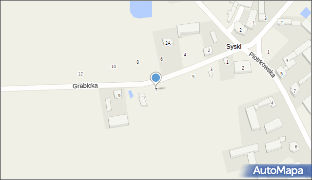 Syski, Grabicka, 7, mapa Syski