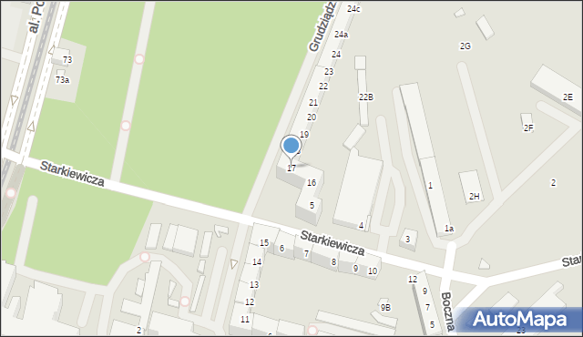 Szczecin, Grudziądzka, 17, mapa Szczecina