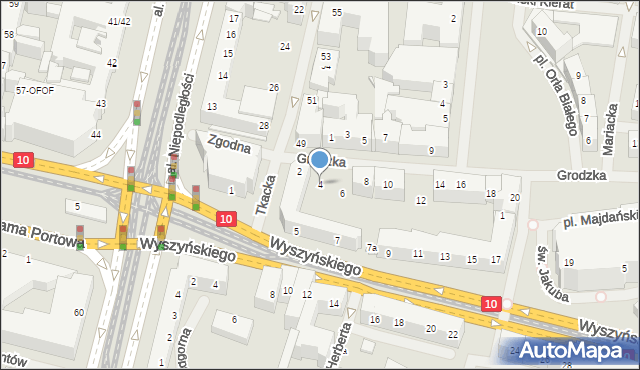 Szczecin, Grodzka, 4, mapa Szczecina