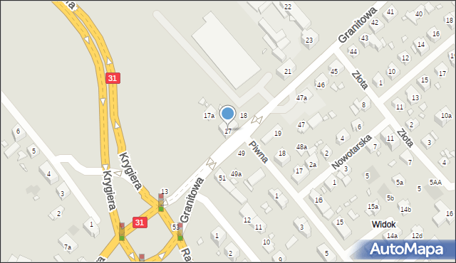 Szczecin, Granitowa, 17, mapa Szczecina