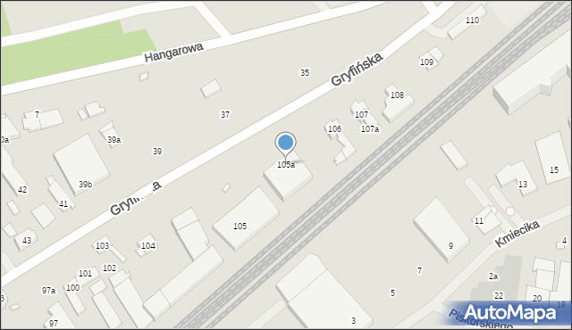 Szczecin, Gryfińska, 105a, mapa Szczecina