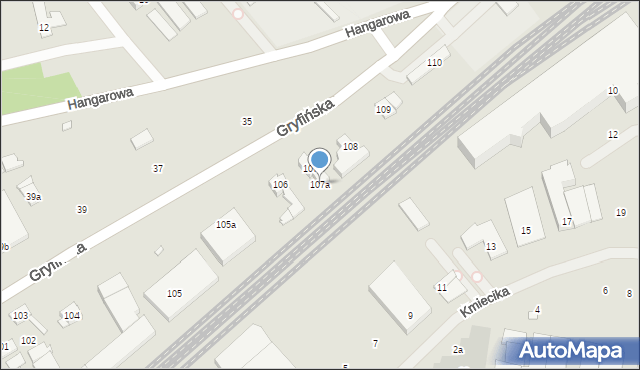 Szczecin, Gryfińska, 107a, mapa Szczecina