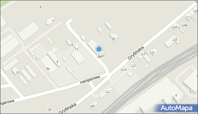 Szczecin, Gryfińska, 33A, mapa Szczecina