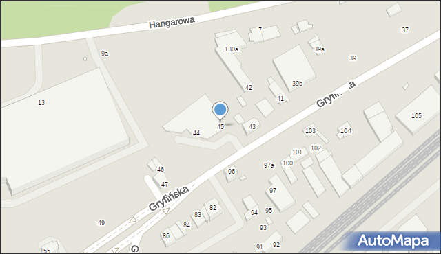 Szczecin, Gryfińska, 45, mapa Szczecina