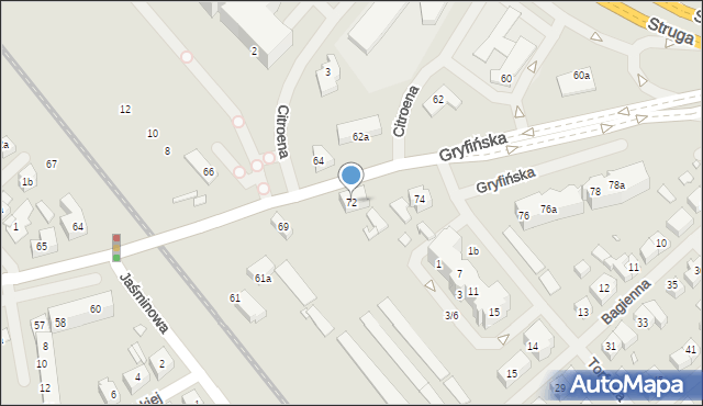 Szczecin, Gryfińska, 72, mapa Szczecina