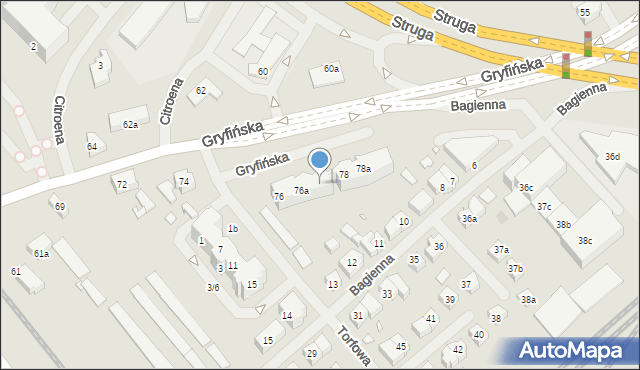 Szczecin, Gryfińska, 76b, mapa Szczecina