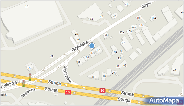 Szczecin, Gryfińska, 83, mapa Szczecina