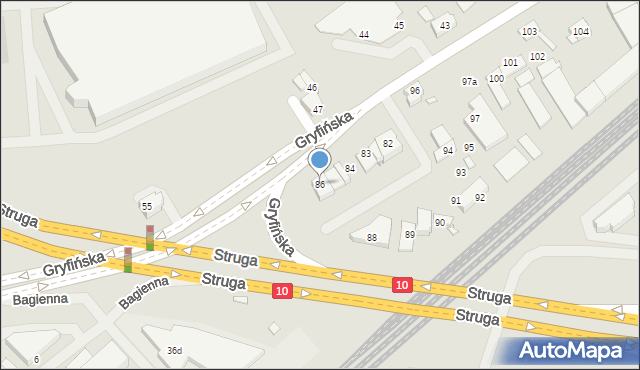 Szczecin, Gryfińska, 86, mapa Szczecina