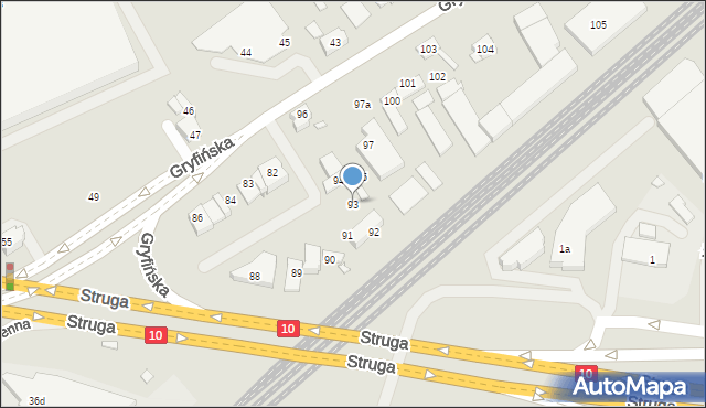 Szczecin, Gryfińska, 93, mapa Szczecina