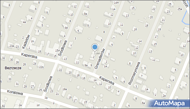 Szczecin, Grenadierów, 2a, mapa Szczecina
