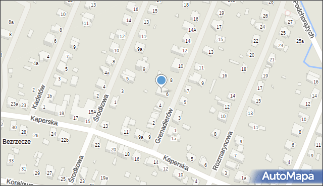 Szczecin, Grenadierów, 6A, mapa Szczecina