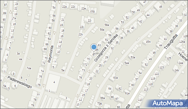 Szczecin, Grzegorza z Sanoka, ks. bp., 67, mapa Szczecina