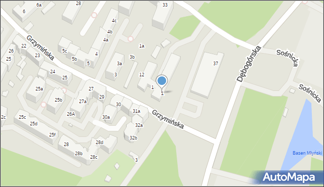 Szczecin, Grzymińska, 1, mapa Szczecina