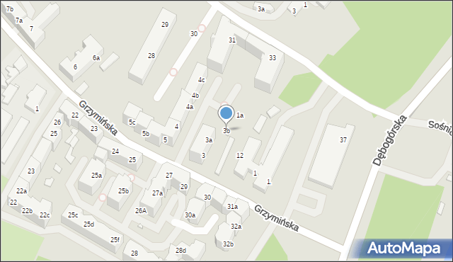 Szczecin, Grzymińska, 3b, mapa Szczecina
