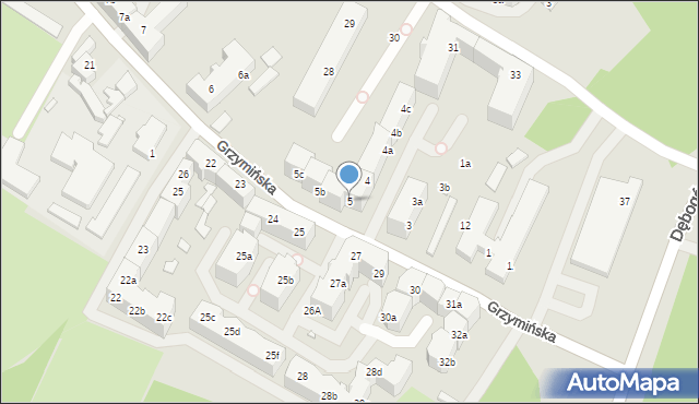 Szczecin, Grzymińska, 5, mapa Szczecina