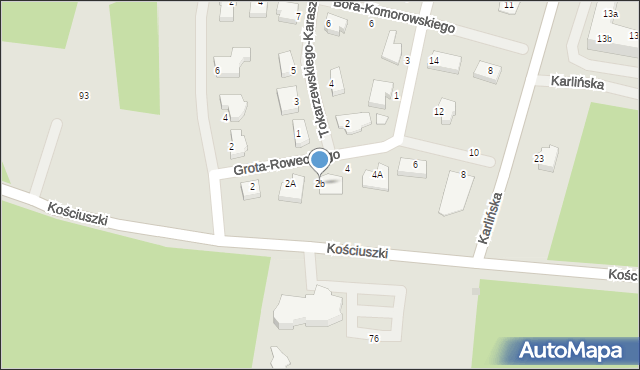 Szczecinek, Grota-Roweckiego Stefana, gen., 2b, mapa Szczecinek