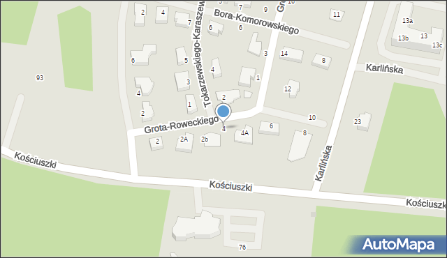 Szczecinek, Grota-Roweckiego Stefana, gen., 4, mapa Szczecinek