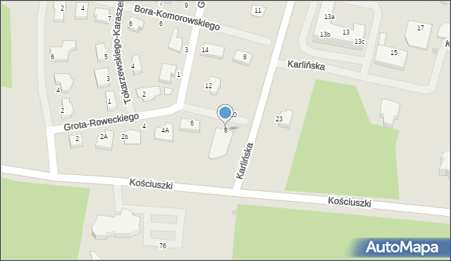 Szczecinek, Grota-Roweckiego Stefana, gen., 8, mapa Szczecinek