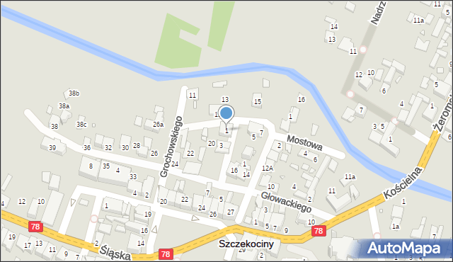 Szczekociny, Grochowskiego, 1, mapa Szczekociny