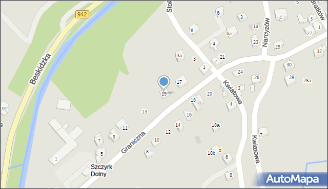 Szczyrk, Graniczna, 15, mapa Szczyrk