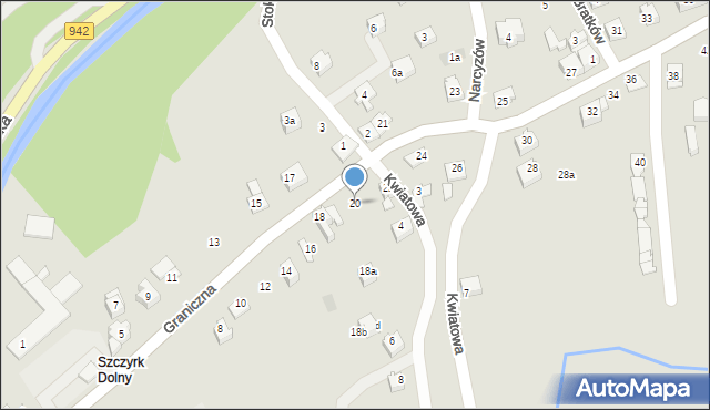 Szczyrk, Graniczna, 20, mapa Szczyrk