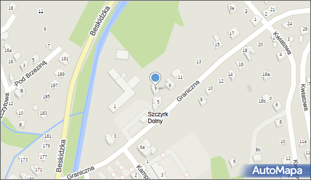 Szczyrk, Graniczna, 7, mapa Szczyrk