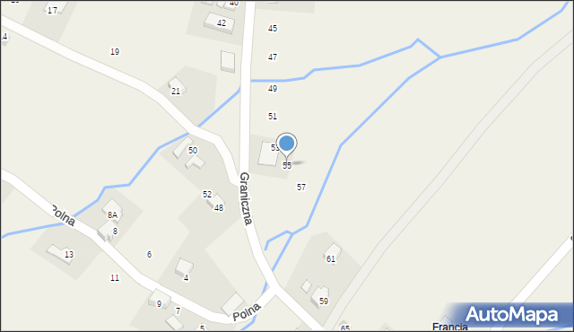 Targanice, Graniczna, 55, mapa Targanice