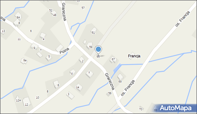 Targanice, Graniczna, 65, mapa Targanice