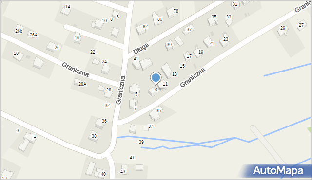 Targanice, Graniczna, 9, mapa Targanice