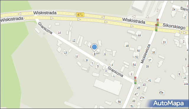 Tarnobrzeg, Graniczna, 8, mapa Tarnobrzegu