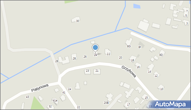 Tarnobrzeg, Grzybowa, 24, mapa Tarnobrzegu